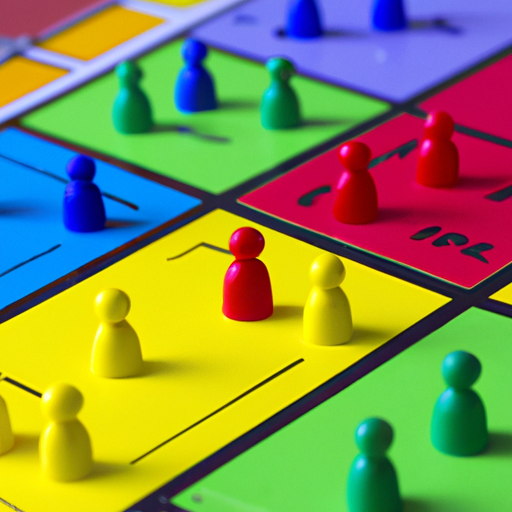 Colorful depiction of a Monopoly board with game pieces